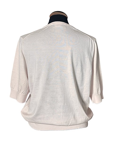 Feinstrick-Pullover mit kurzen Ärmel aus superfeiner Baumwolle, rosé