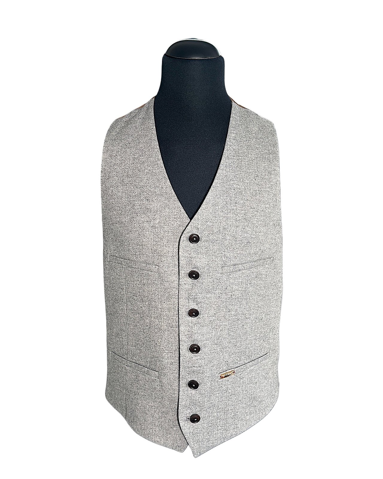 Gilet elegante con motivo a spina di pesce, grigio chiaro