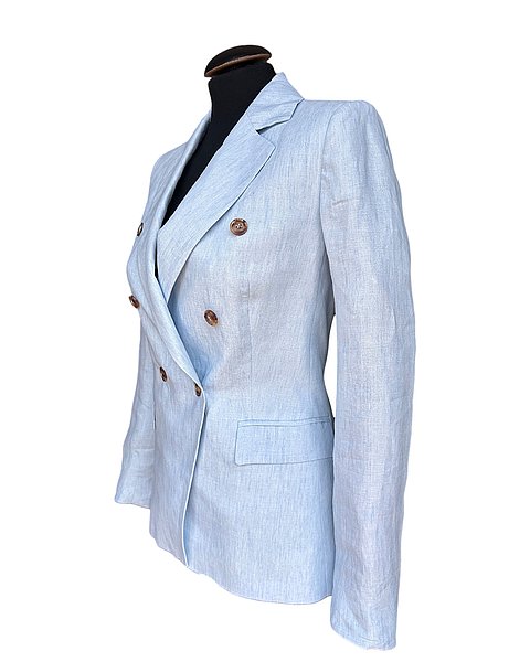 Blazer elegante da donna in lino azzurro chiaro