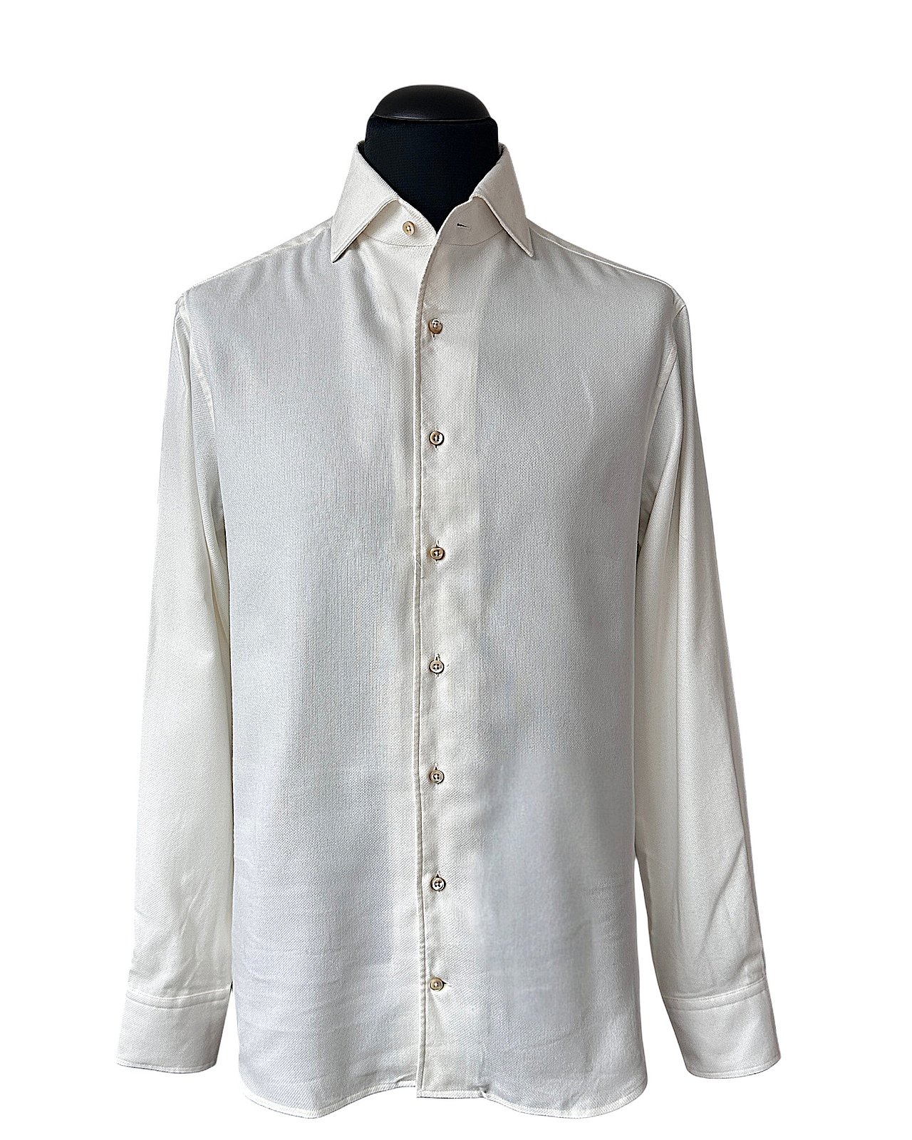 Cream-white flannel twill shirt 