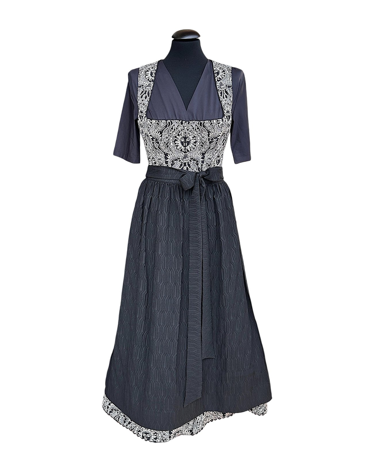 Dirndl straordinario in nero e crema 