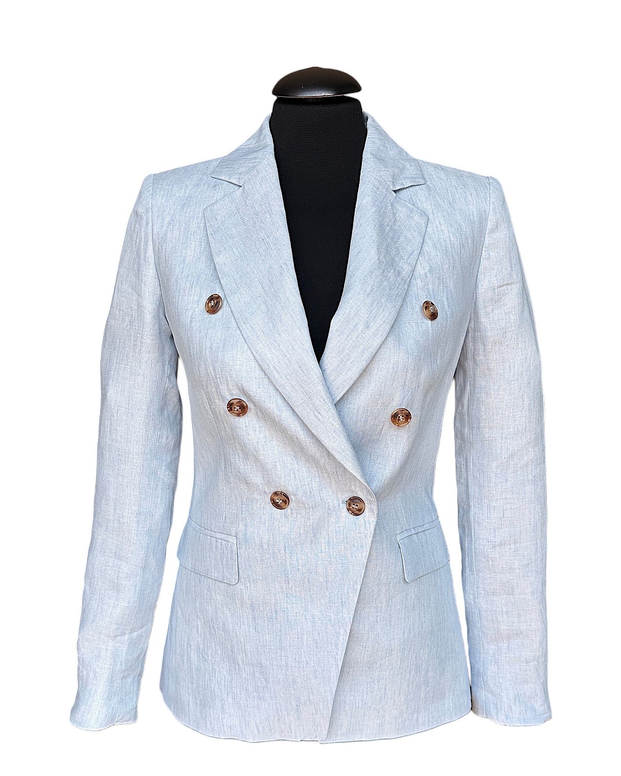 Blazer elegante da donna in lino azzurro chiaro