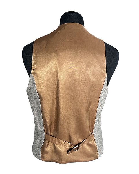 Gilet elegante con motivo a spina di pesce, grigio chiaro