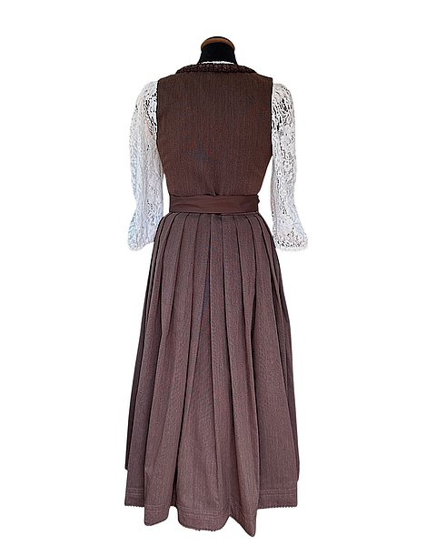 Wunderschönes, langes Dirndl in Dunkelbraun mit passender Schürze
