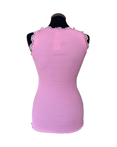 Klassisches Seidentop mit Spitze, pink