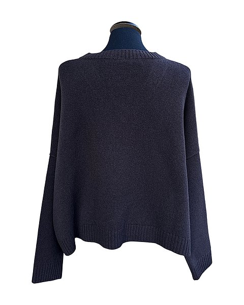 Lässiger Pullover mit V-Ausschnitt, dunkelbraun