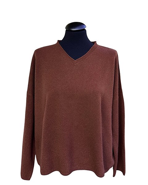 Zeitloser Pullover in Wolle-Cashmere, braun