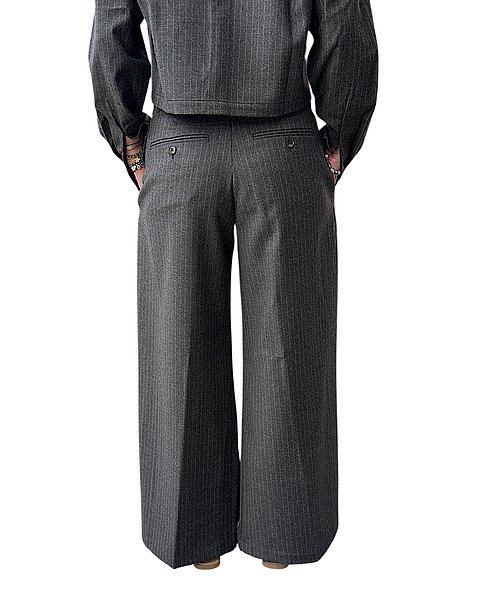 Pantaloni gessati casual color cioccolato 