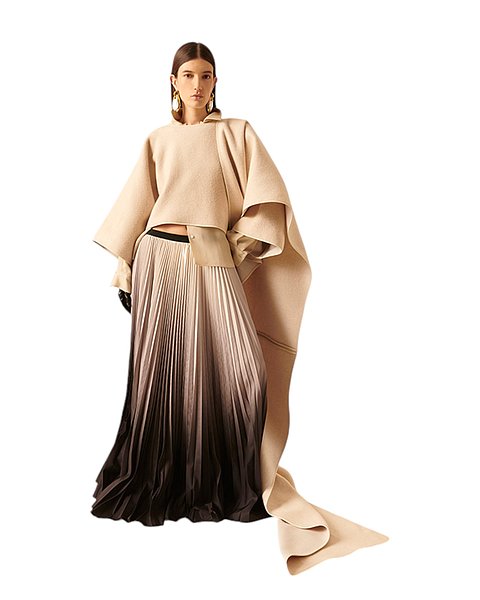 Extravaganter Maxi-Plisseerock in grau/schwarz