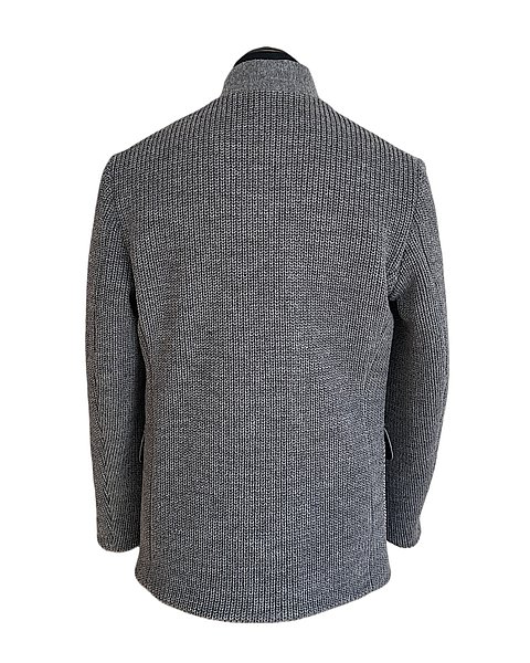 Blazer in maglia con motivo a spina di pesce, grigio
