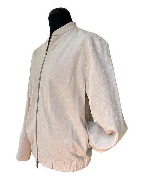 Stylischer Leinen-Blouson, jutefarben