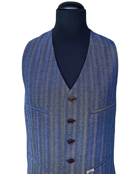 Gilet casual in motivo a spina di pesce, blu scuro
