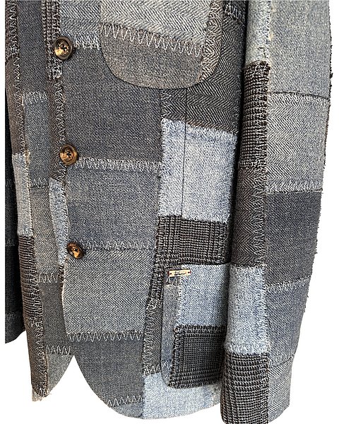 Cooler, gefärbter Patchwork-Blazer, blau
