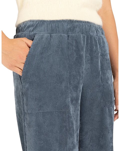 Fließende Cordhose mit weitem Bein, taubenblau