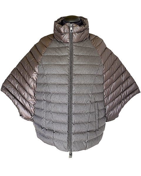 Moderne Cape-Daunenjacke mit Dreiviertelarm, braun 