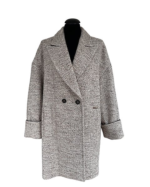 Splendido cappotto da donna con armatura natté, panna 