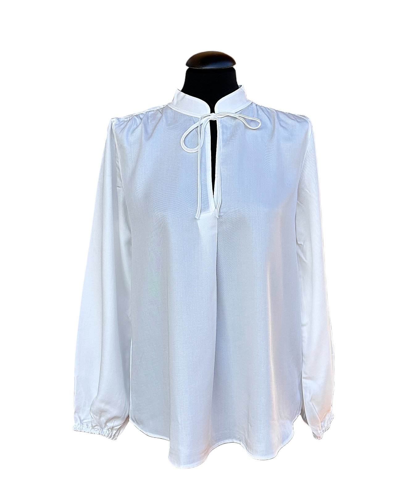 Camicia moderna con maniche a palloncino, bianca 