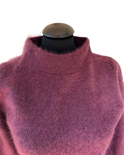 Fluffy wool-cashmere sweater, aubergine 