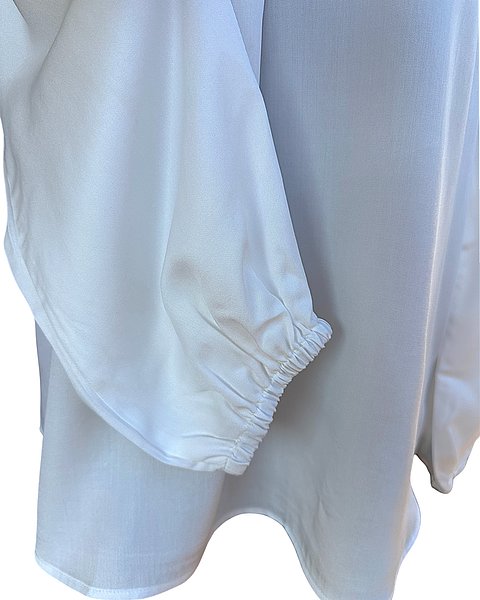 Camicia moderna con maniche a palloncino, bianca 