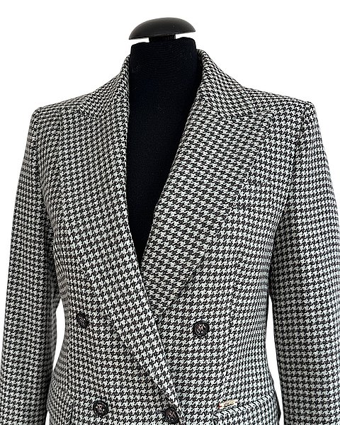 Casual blazer with houndstooth pattern, sage green/brown 