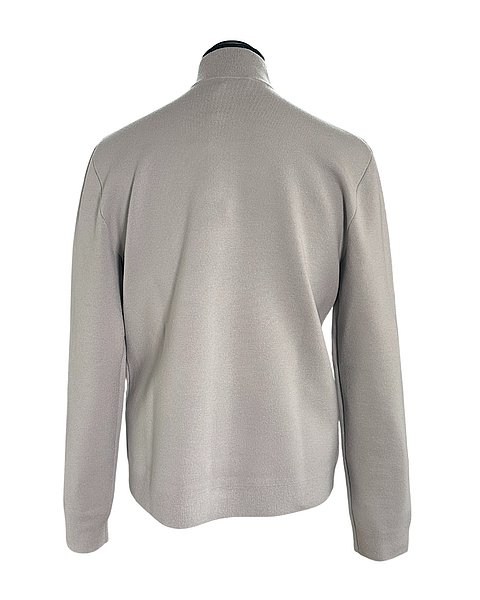 Zeitlose Strickjacke mit hohem Stehkragen, grau 
