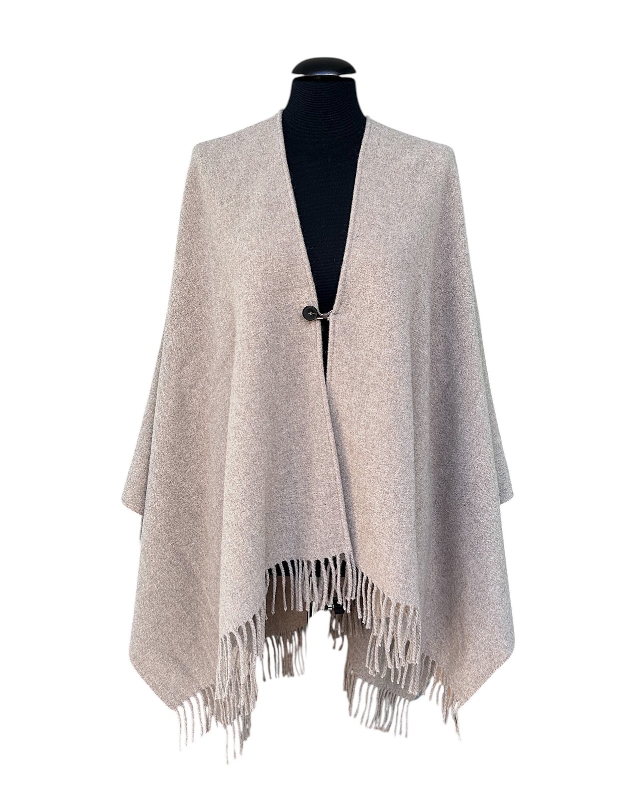 Wunderschöner Poncho mit Fransen, taupe 